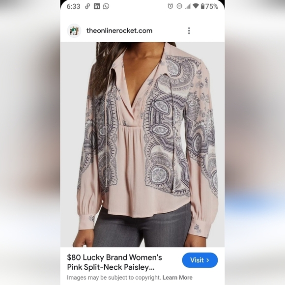 Lucky Brand Vintage-Inspired Blouse in Dusty Pink - Picture 3 of 4